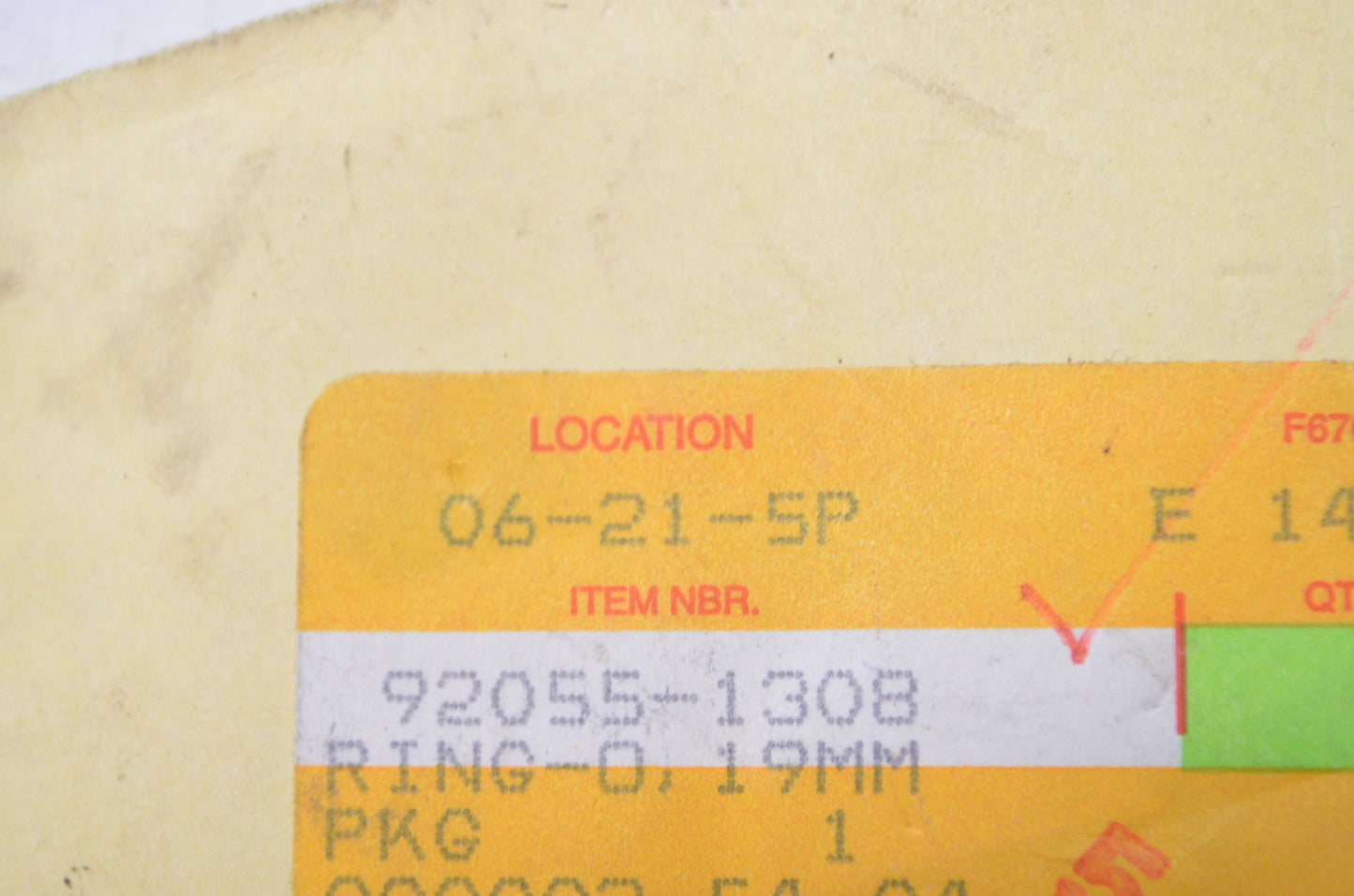 OEM Kawasaki 92055-1308 O-Ring 19mm NOS
