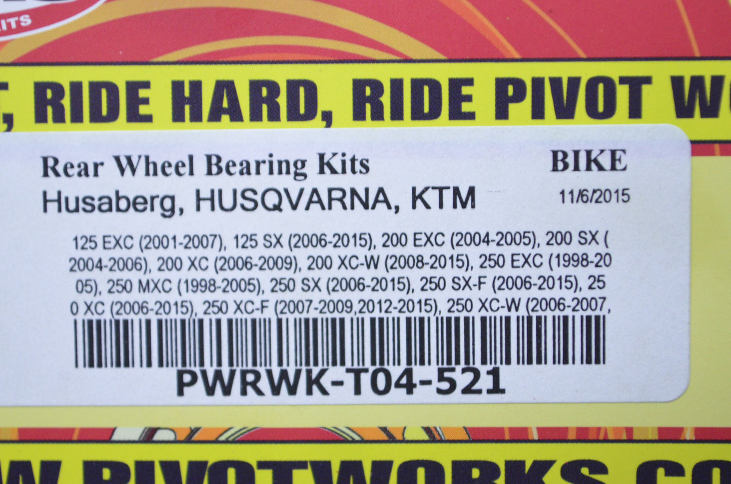 New OEM Pivot Works Rear Wheel Bearing Kit NOS