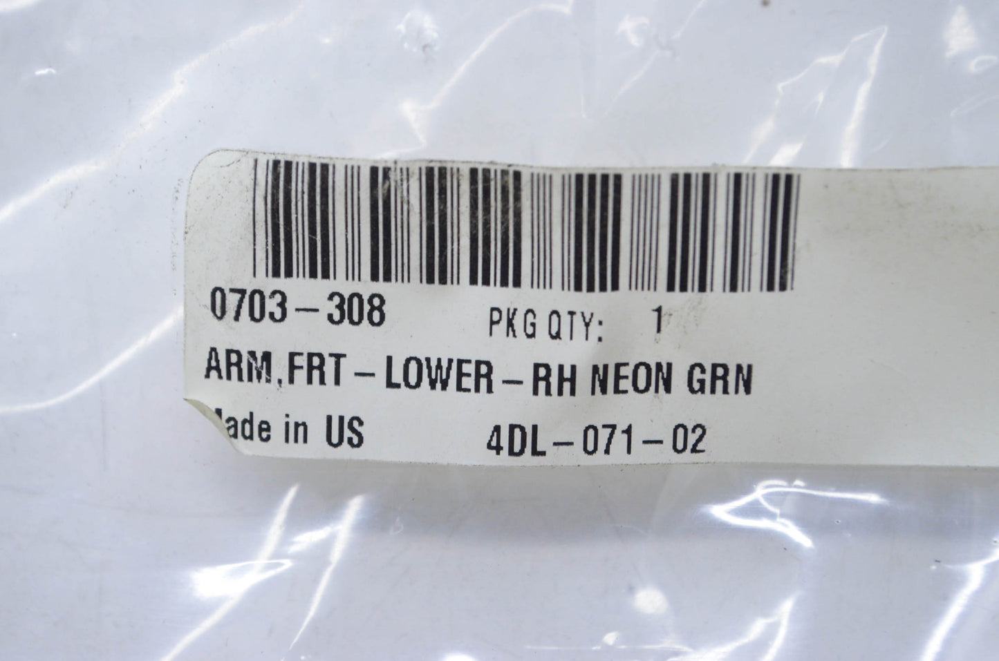 OEM Arctic Cat 0703-308 Front Lower Right Hand Neon Green Arm NOS