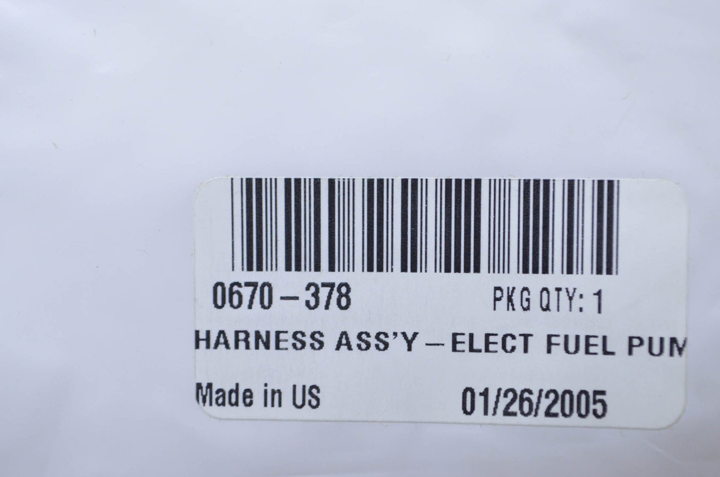 OEM Arctic Cat 0670-378 Electric Fuel Pump Harness Assembly NOS