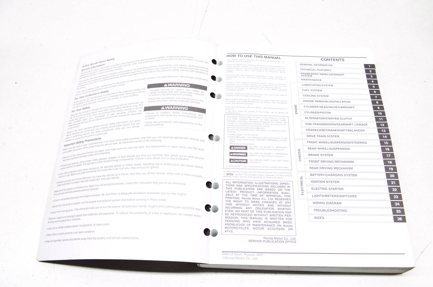 OEM Honda 2006-2017 TRX680FA/FGA Fourtrax Rincon Service Manual