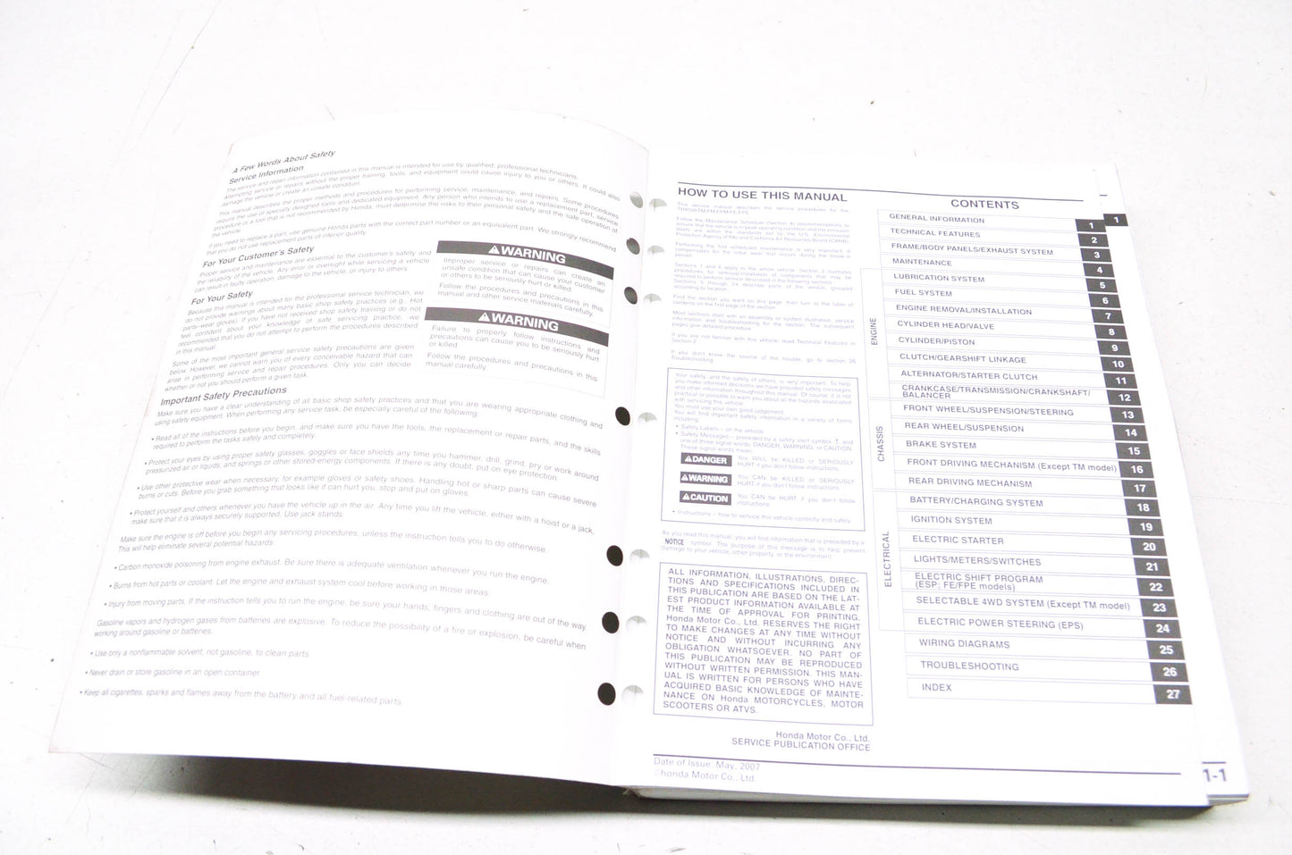 OEM Honda 2005-2011 TRX500 Service Manual