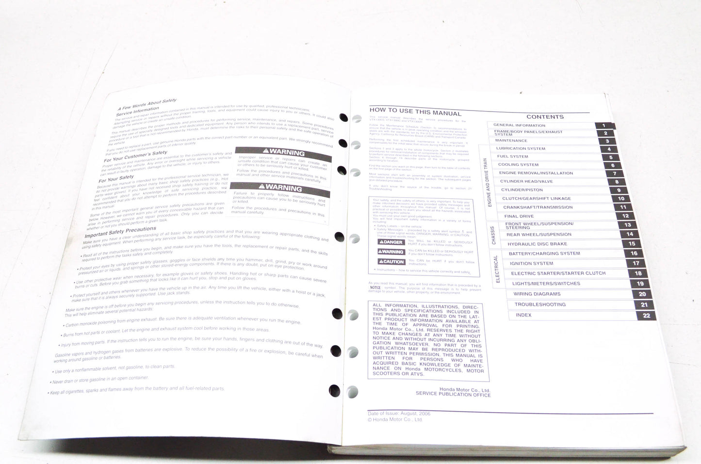 OEM Honda 2003-2007 VTX1300S/R/C Service Manual