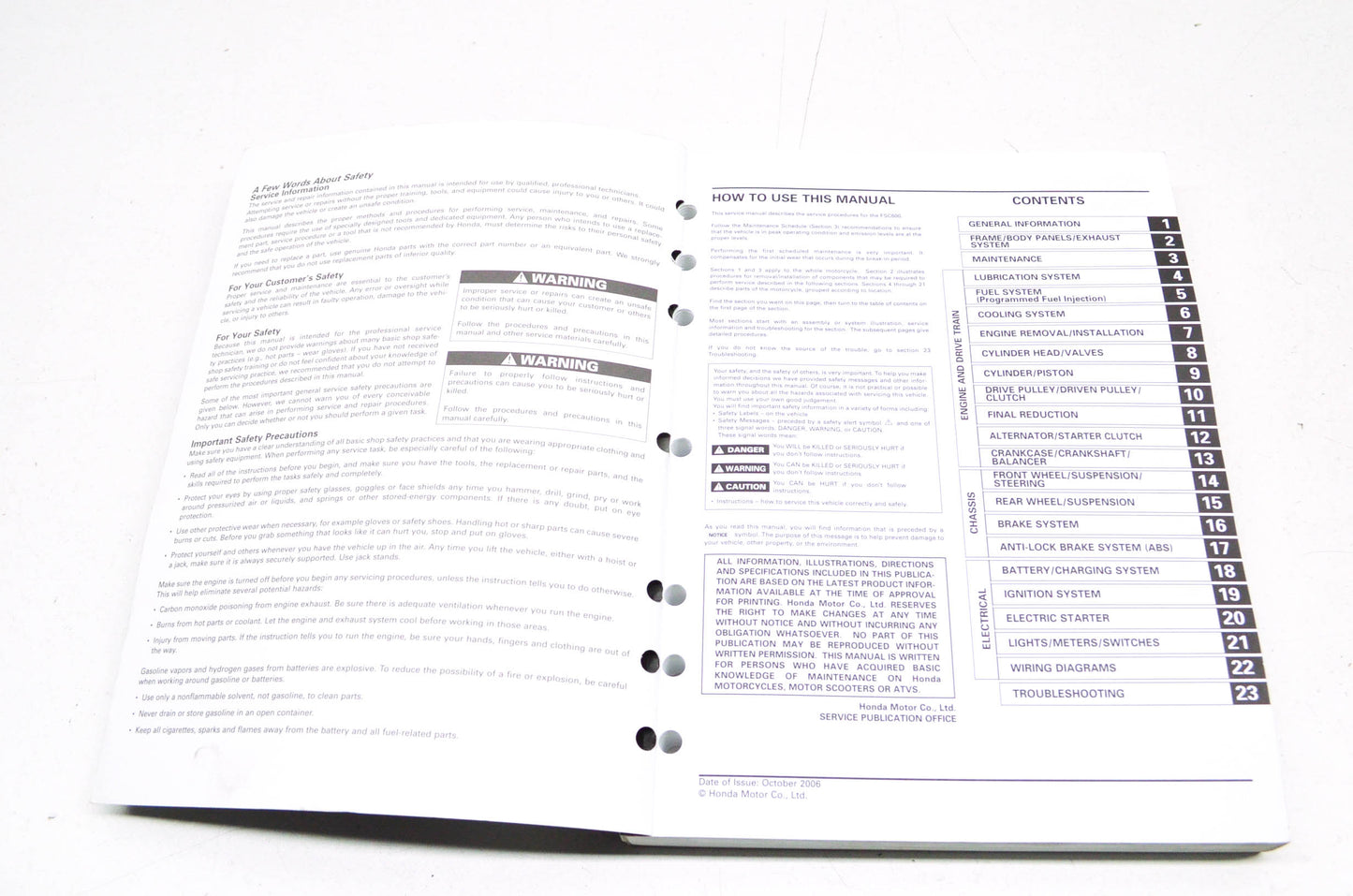 OEM Honda 2002-2007 FSC600/A Silver Wing Service Manual