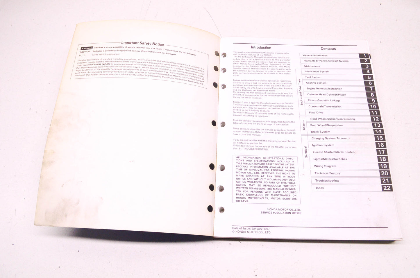 OEM Honda 1989-1990, 1994-1998 PC800 Pacific Coast Service Manual