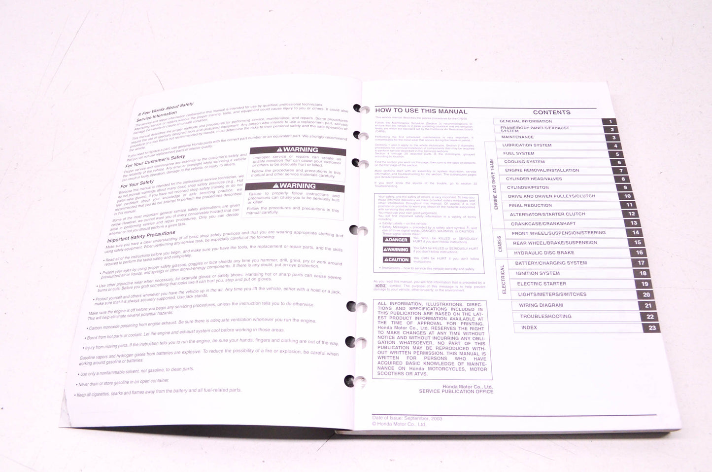 OEM Honda 2004-2006 CN250 Helix Service Manual