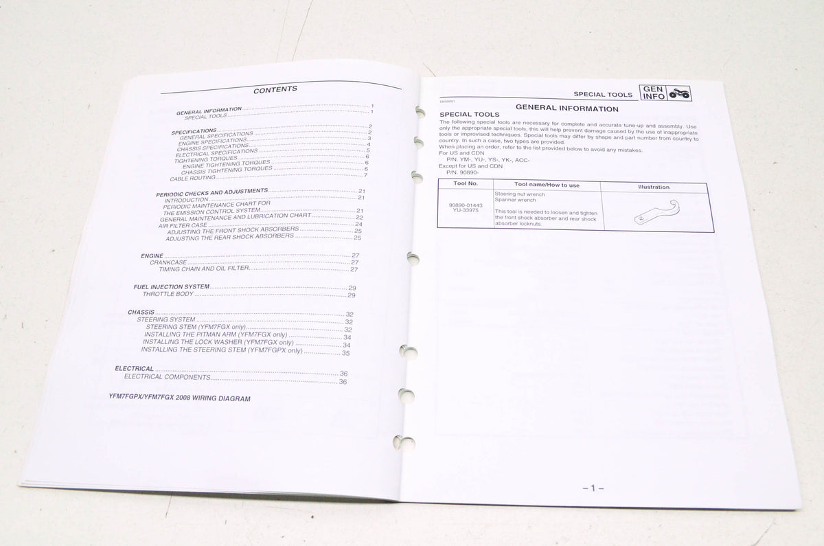 OEM Yamaha LIT-11616-21-02 Service Manual Supplement 08 Grizzly 700 FI