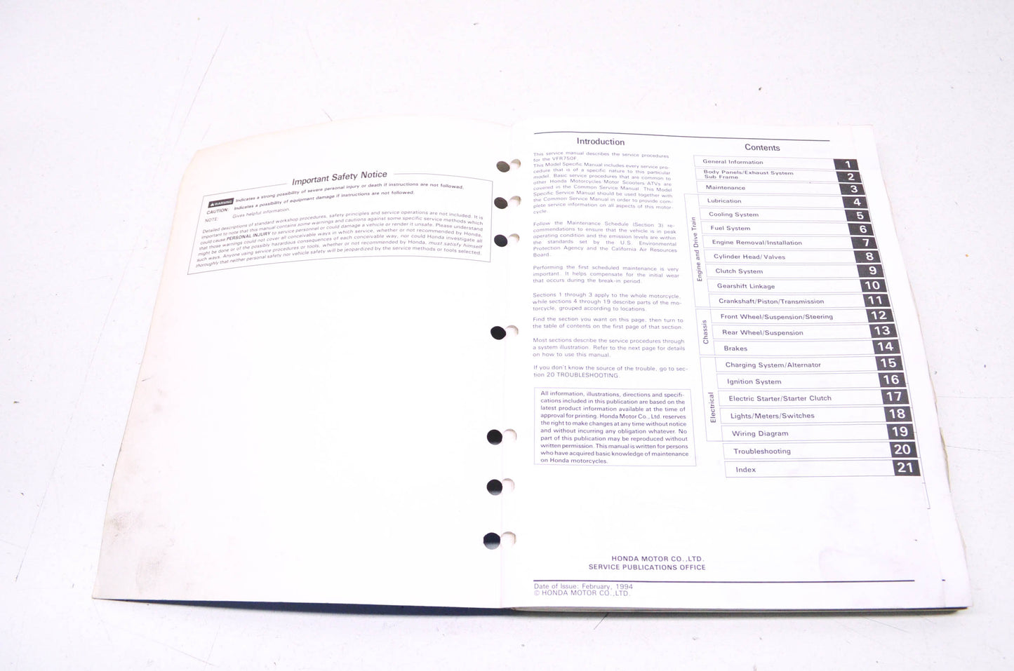 OEM Honda 61MT406 1990-1996 VFR750F Service Manual