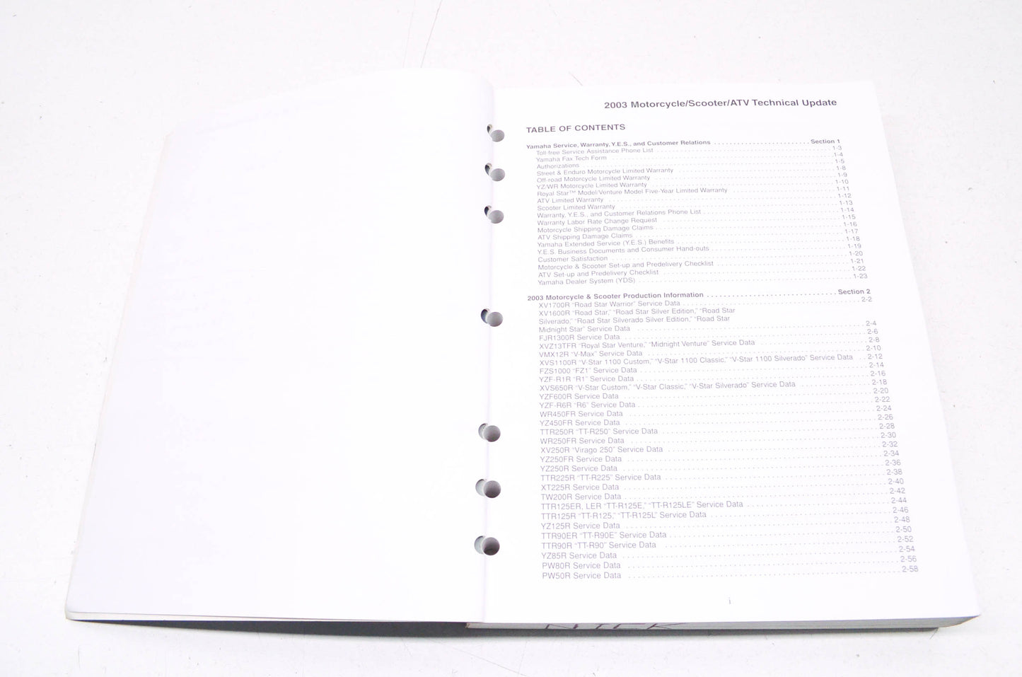 OEM Yamaha LIT-17500-00-03 Technical Update 2003 Motorcycle/ATV