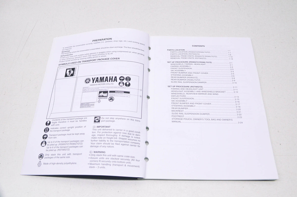 OEM Yamaha LIT-12668-02-91 RS/RST90GTZ RS90LTGT Assembly Manual NOS