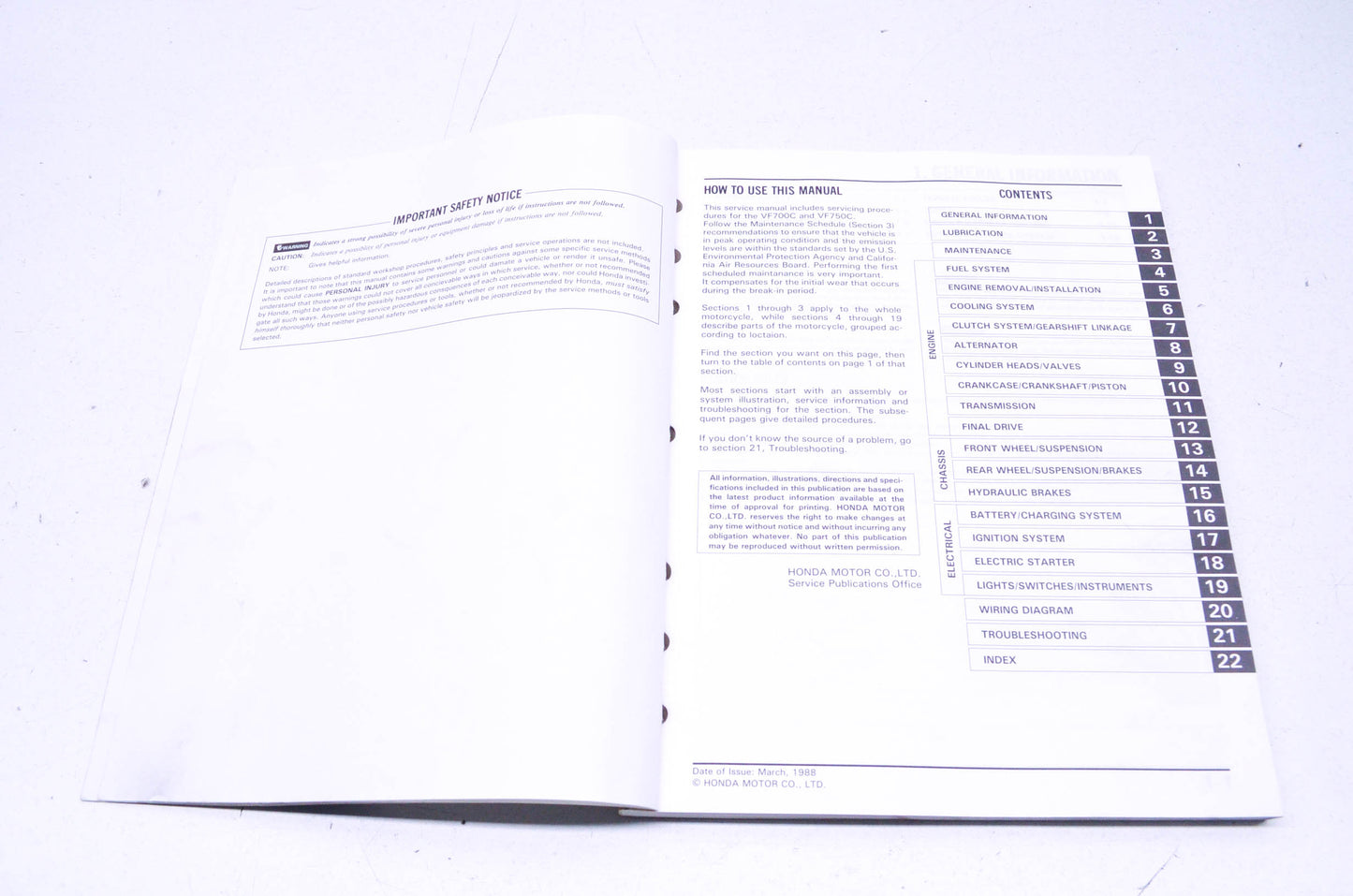 OEM Honda 1987-1988 VF700C/VF750C Magna Service Manual