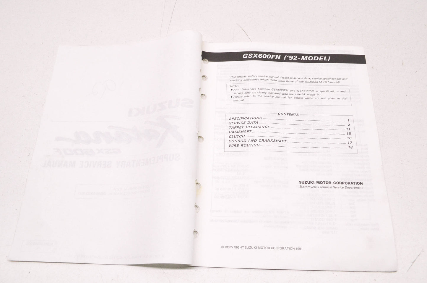 OEM Suzuki 99501-35060-03E Katana GSX600F Supplementary Service Manual