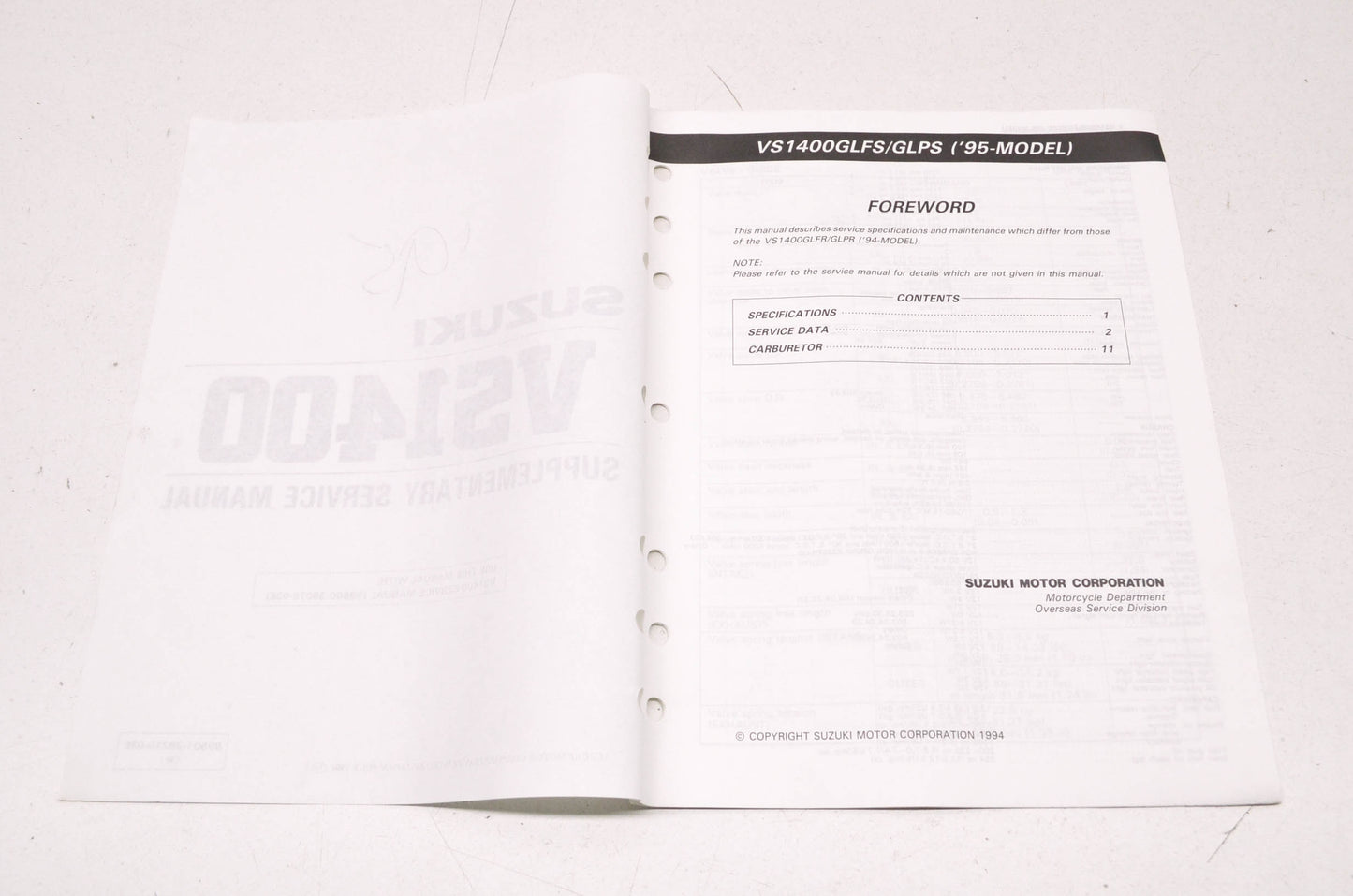 OEM Suzuki 99501-39210-03E VS1400 Supplementary Service Manual