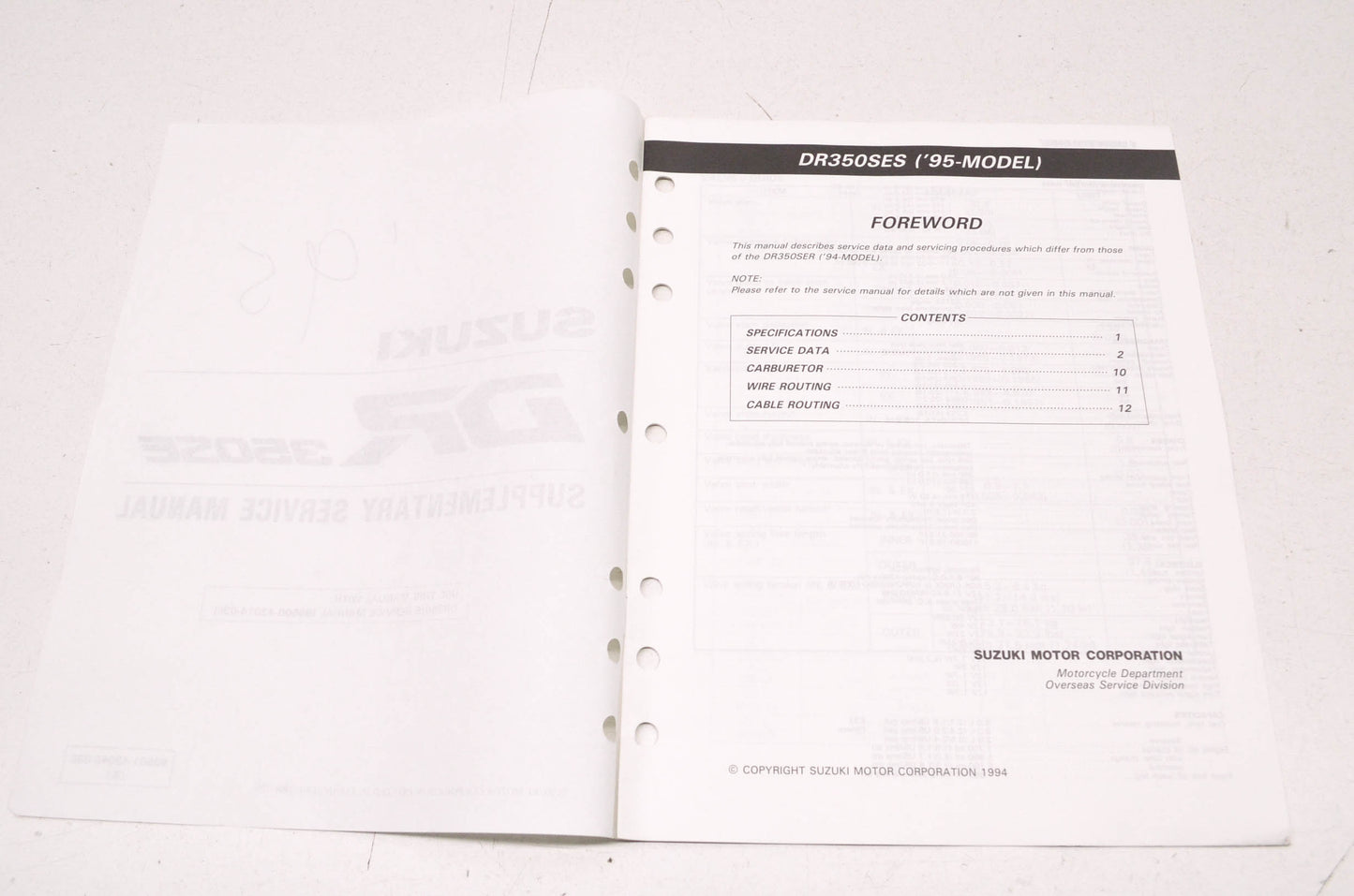 OEM Suzuki 99501-43040-03E DR350/S Service Manual