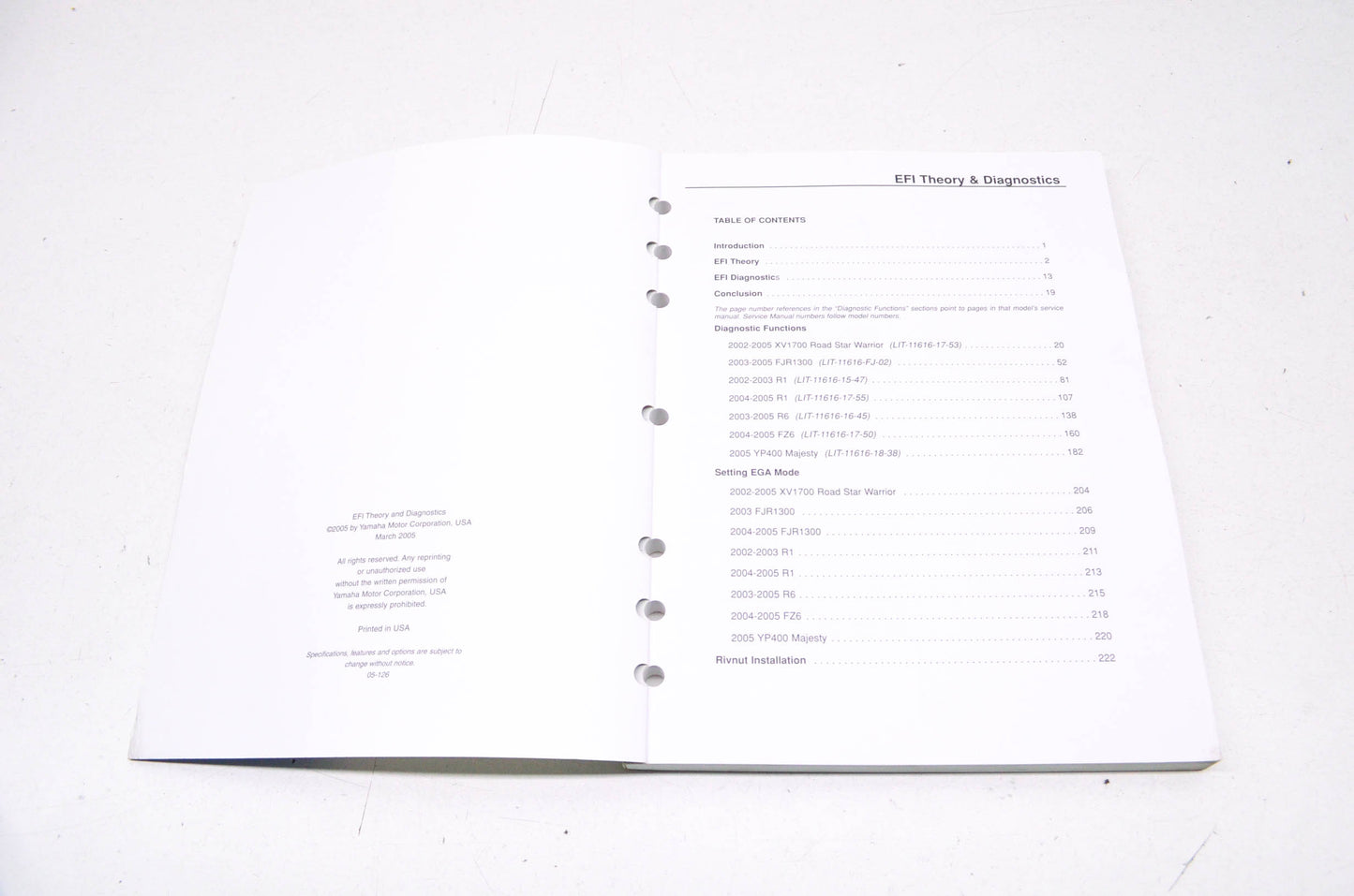 OEM Yamaha DVD-10660-00-05 EFI Theory & Diagnostics Manual NOS