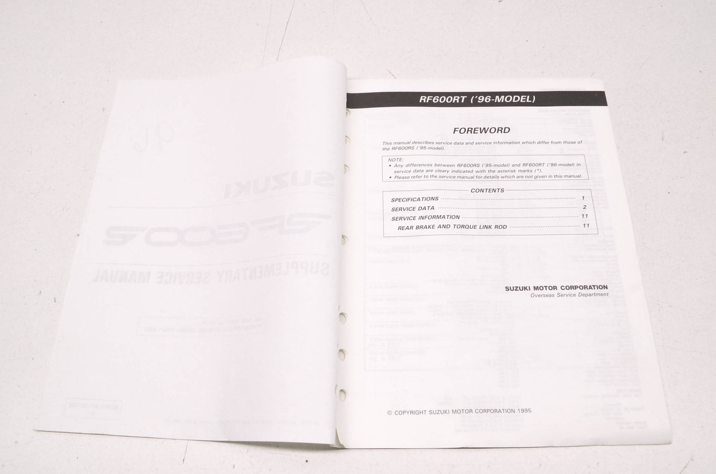 OEM Suzuki 99501-35130-03E RF600R Service Manual