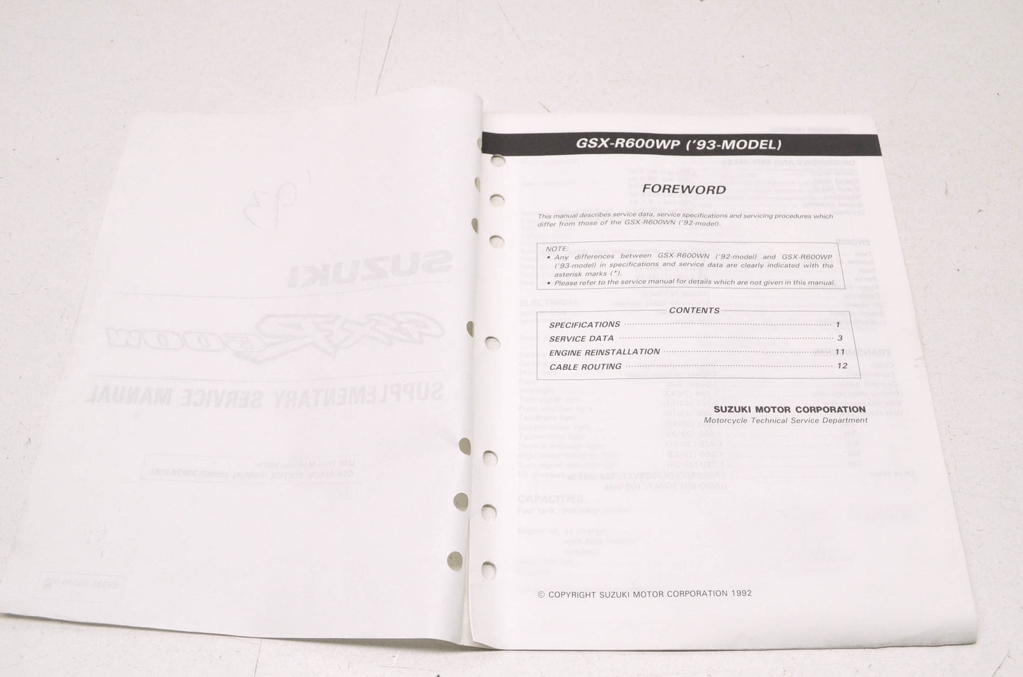 OEM Suzuki 99501-35070-03E R600W Service Manual