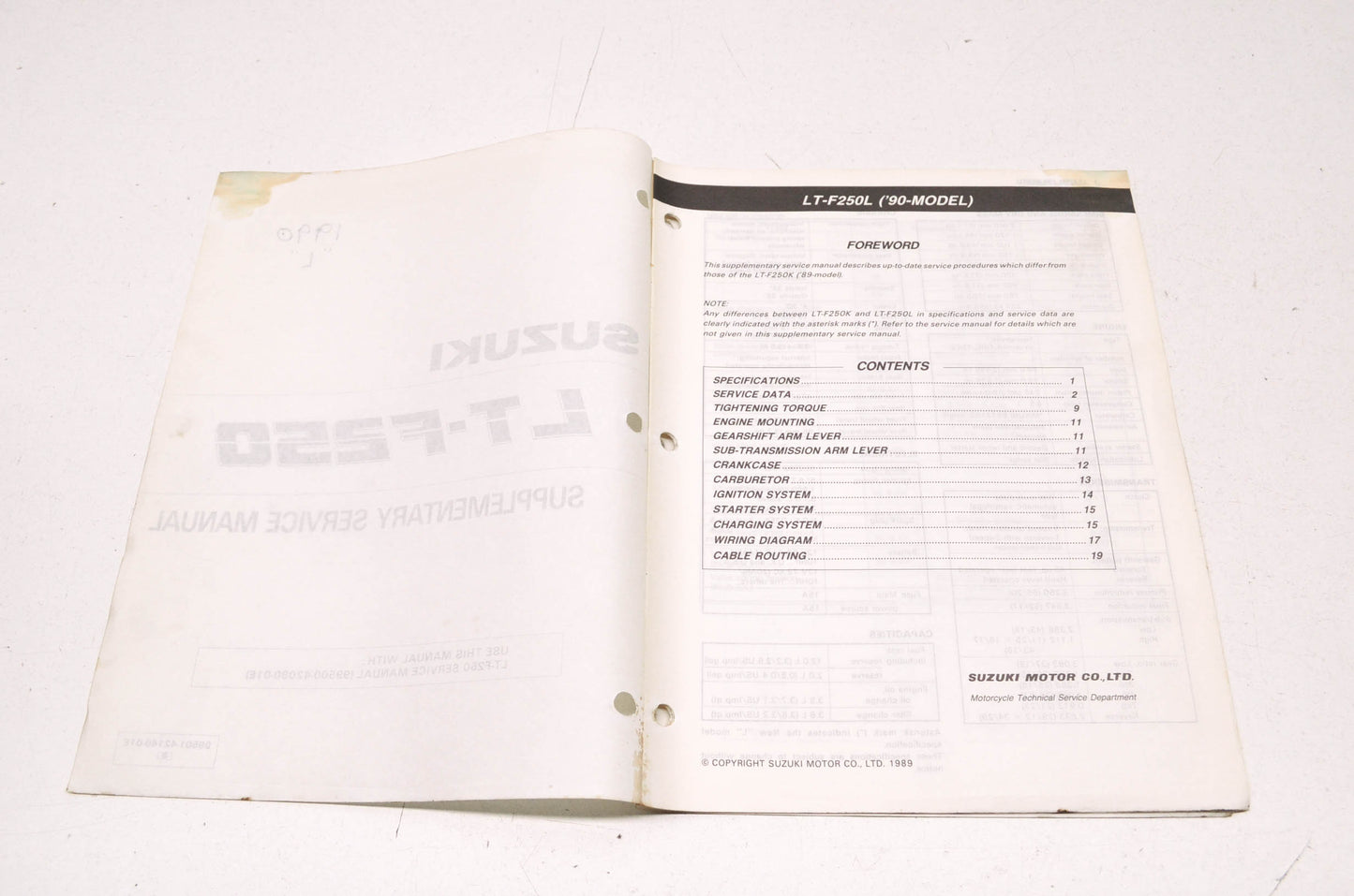 OEM Suzuki 99501-42140-01E LT-F250 Supplementary Service Manual