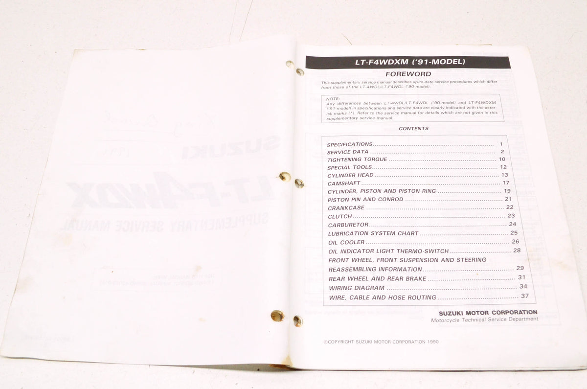 OEM Suzuki 99501-42150-01E Service Manual LT-4WD 1987-98