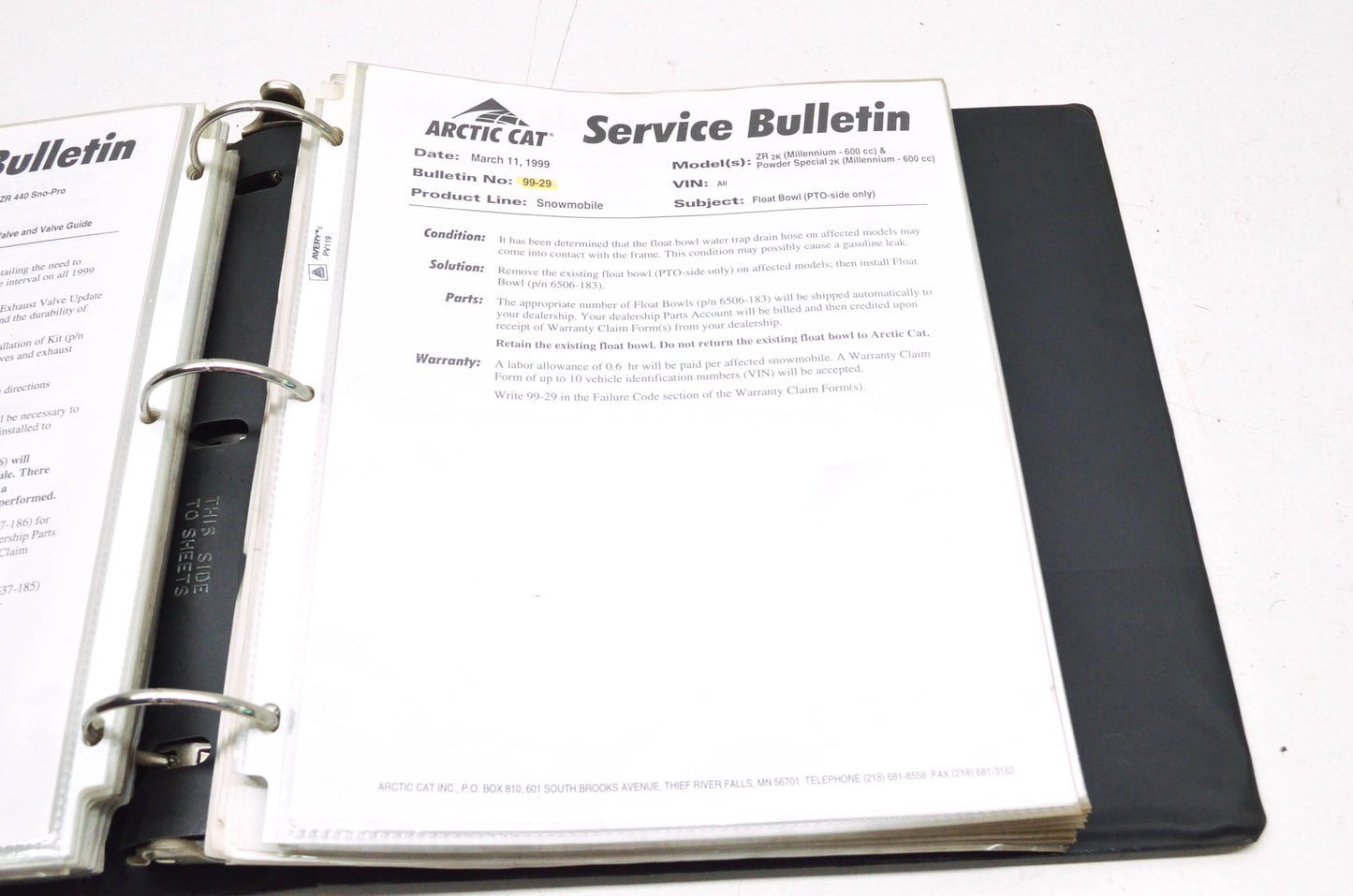 OEM Arctic Cat 96-05 Service Bulletins