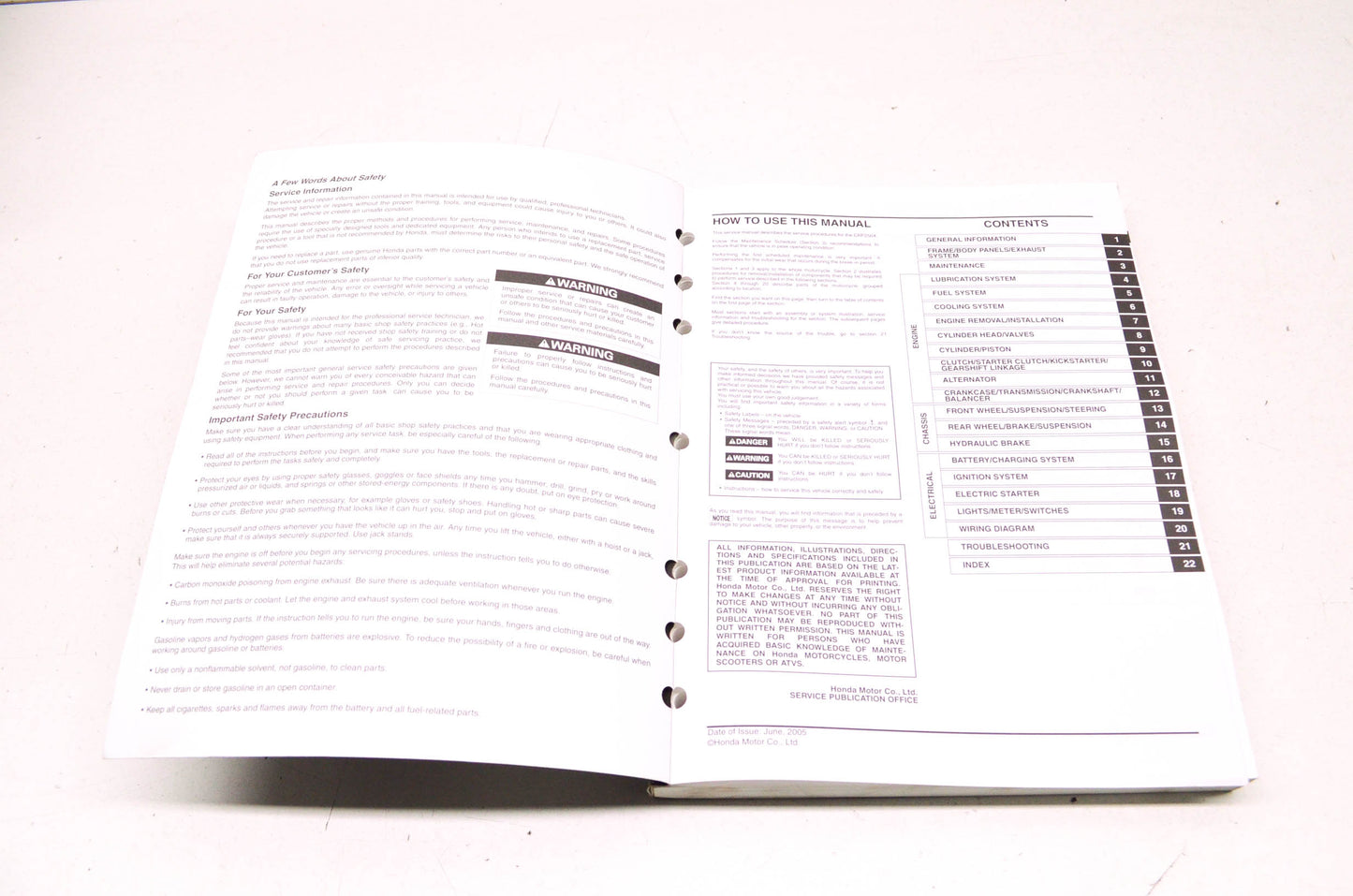 OEM Honda 2004-2006 CRF250X Service Manual