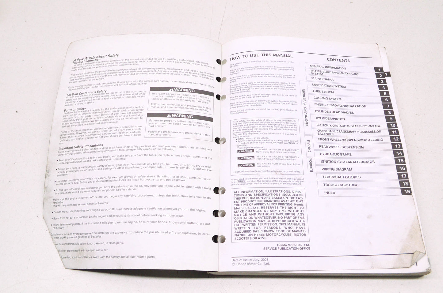 OEM Honda 61MEN00 2002-2004 CRF450R Service Manual