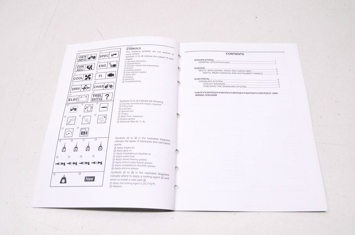 OEM Yamaha LIT-11616-22-14 Service Manual 09 YXR7FY/FDUY/FSPY/F