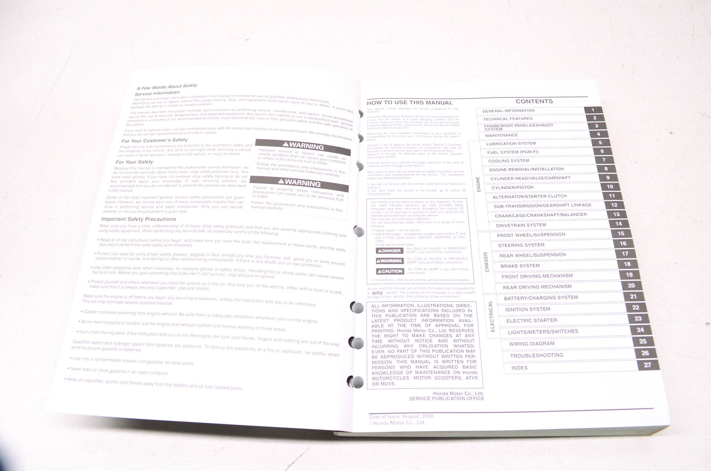 OEM Honda 61HL100 MUV 09 Service Manual