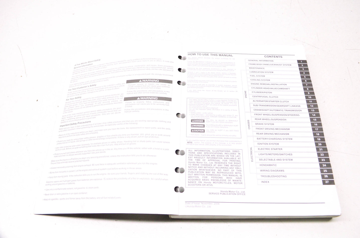 OEM Honda 61HN251 Service Manual TRX500F 05-06