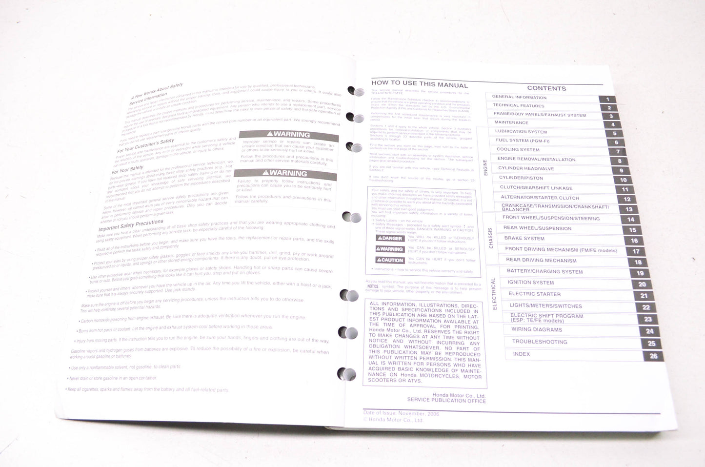 OEM Honda 2007 TRX420 Service Manual