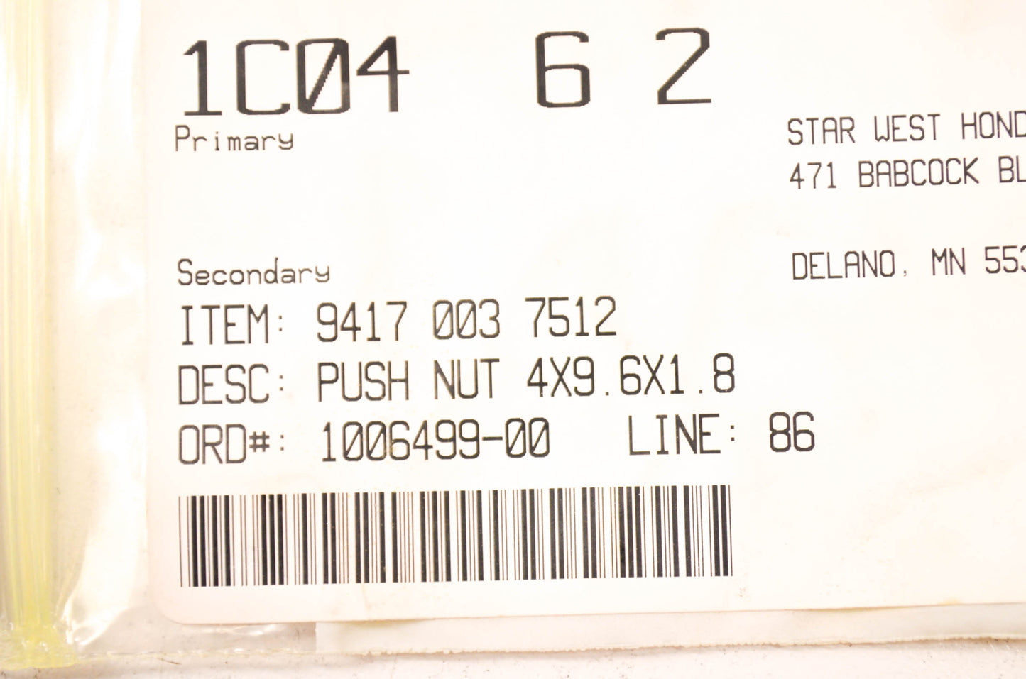OEM STIHL 9417 003 7512 Push Nut NOS