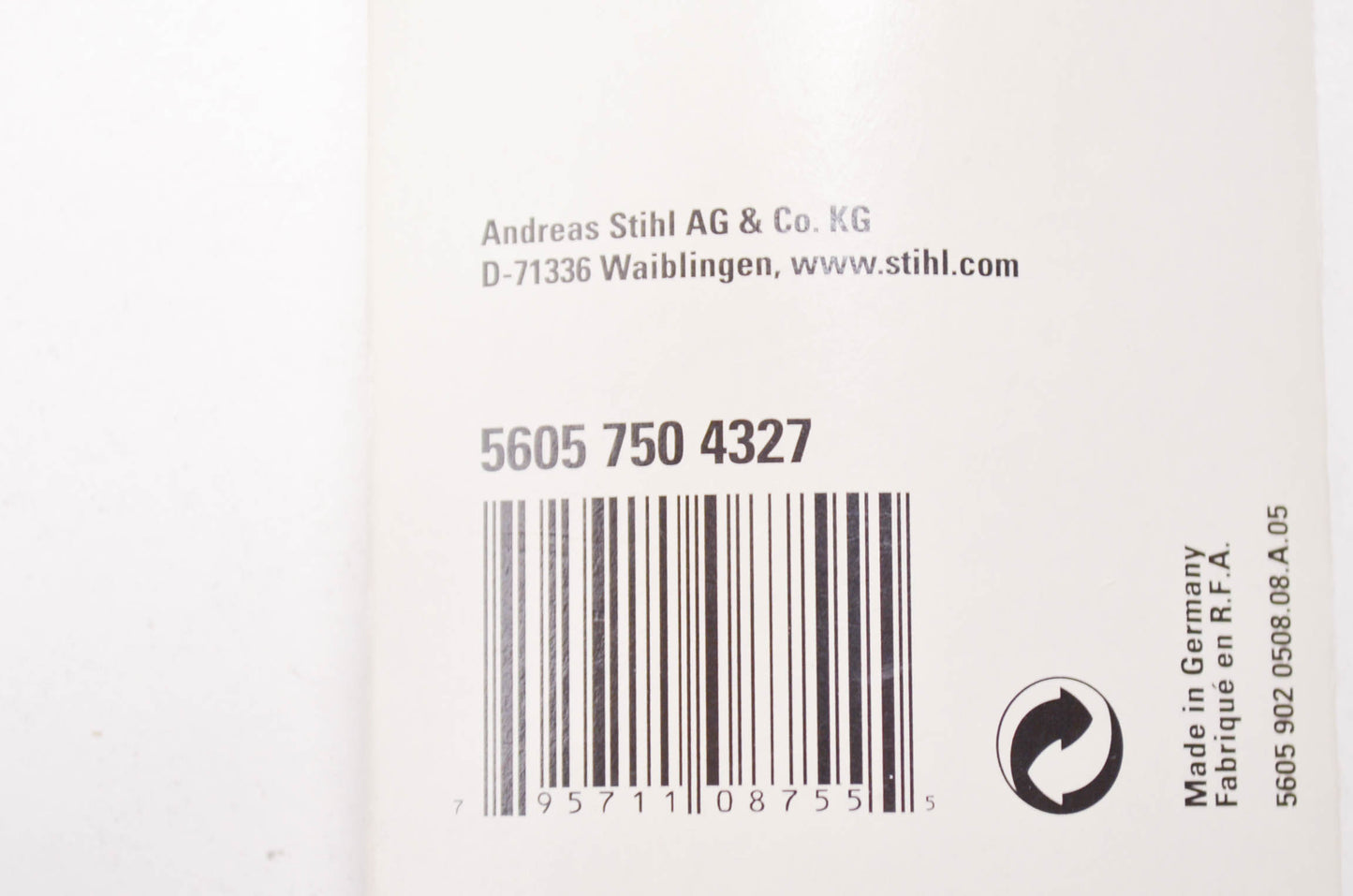 OEM STIHL 5605 750 4327 File Holder w/ File 1/4' NOS