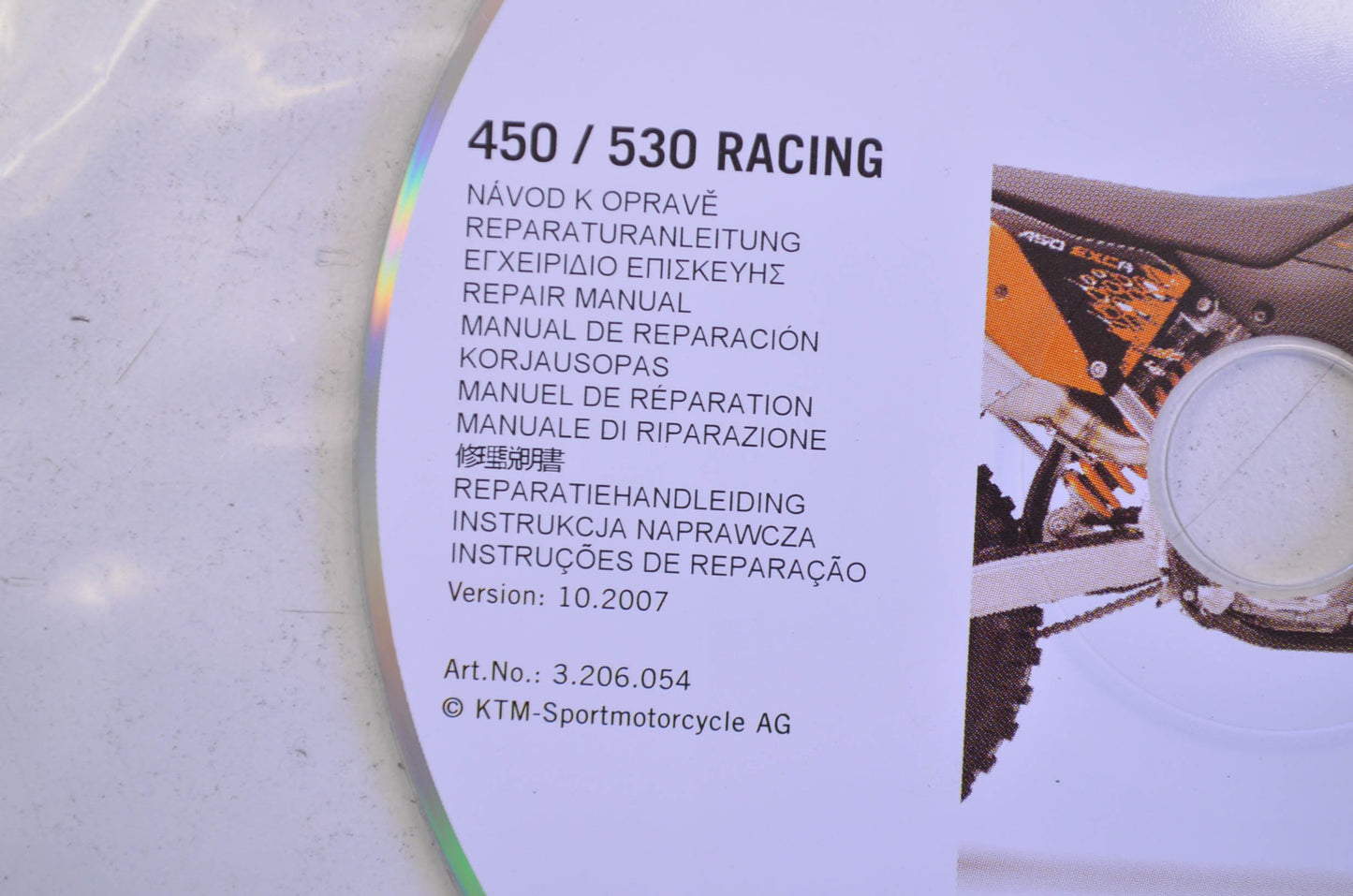 OEM KTM 3206054 2008 450/530 Racing Repair Manual CD Disc