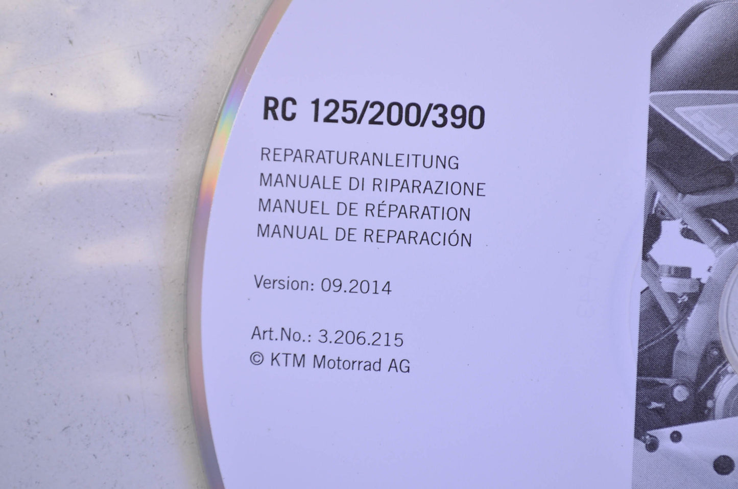 New OEM KTM 2015 RC 125/200/390 Repair Manual CD Disc NOS
