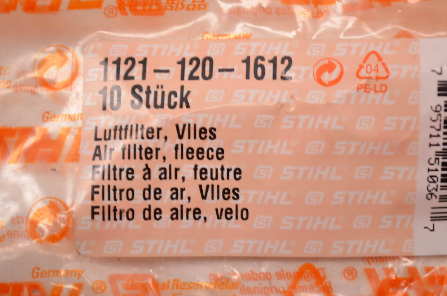 New OEM STIHL Fleece Air Filter NOS
