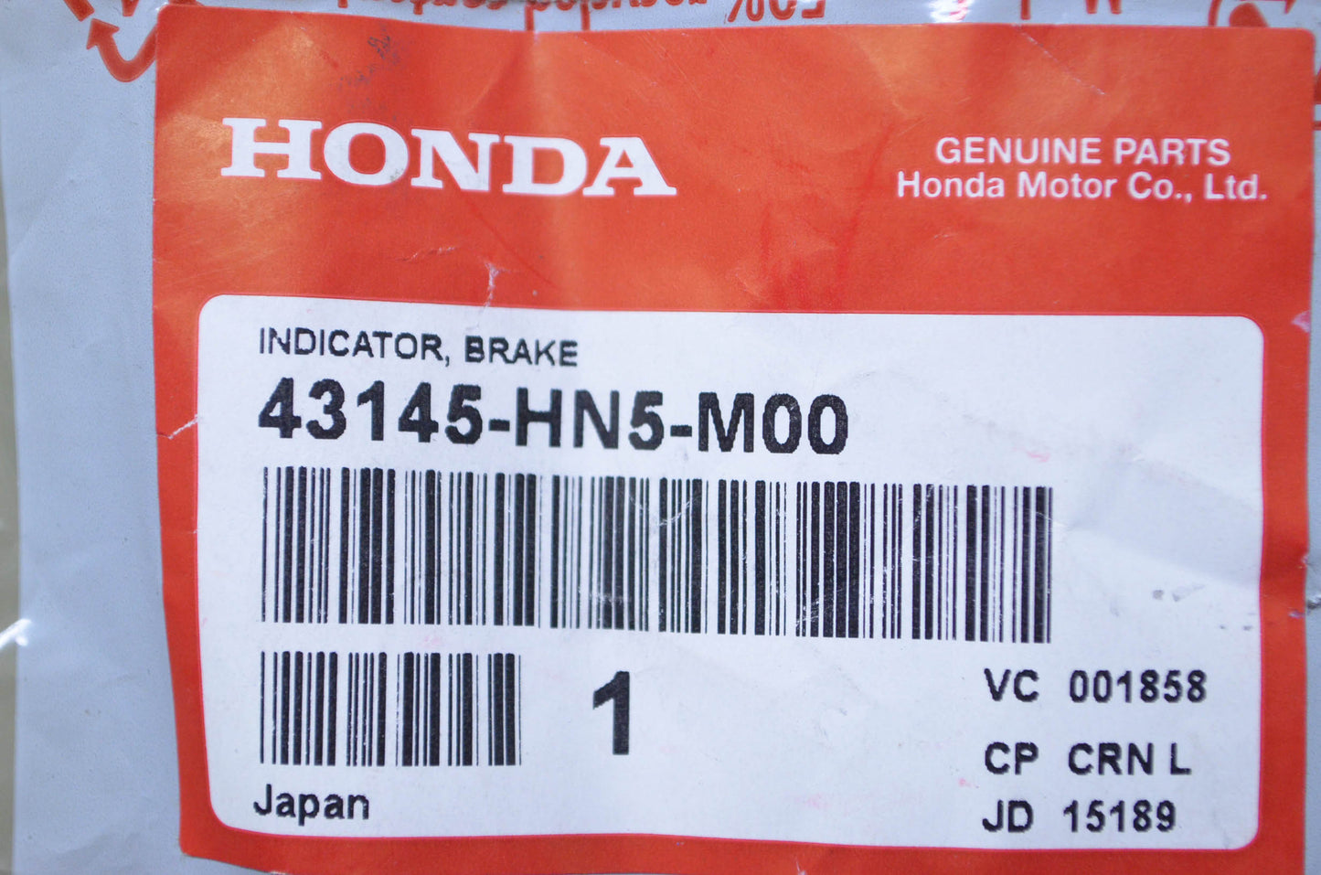 New OEM Honda 43145-HN5-M00 Brake Indicator NOS