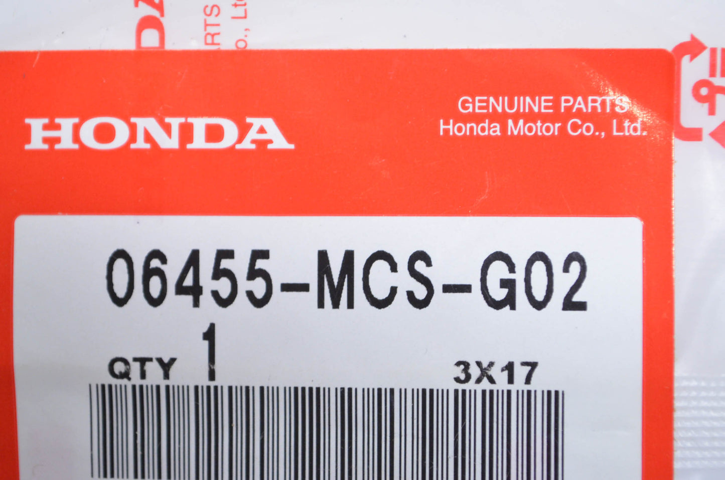OEM Honda 06455-MCS-G02 Front Pad Set NOS