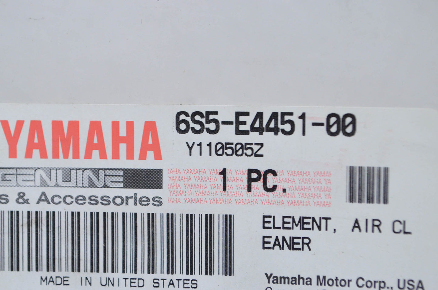 New OEM Yamaha 6S5-E4451-00-00 Air Cleaner Element NOS