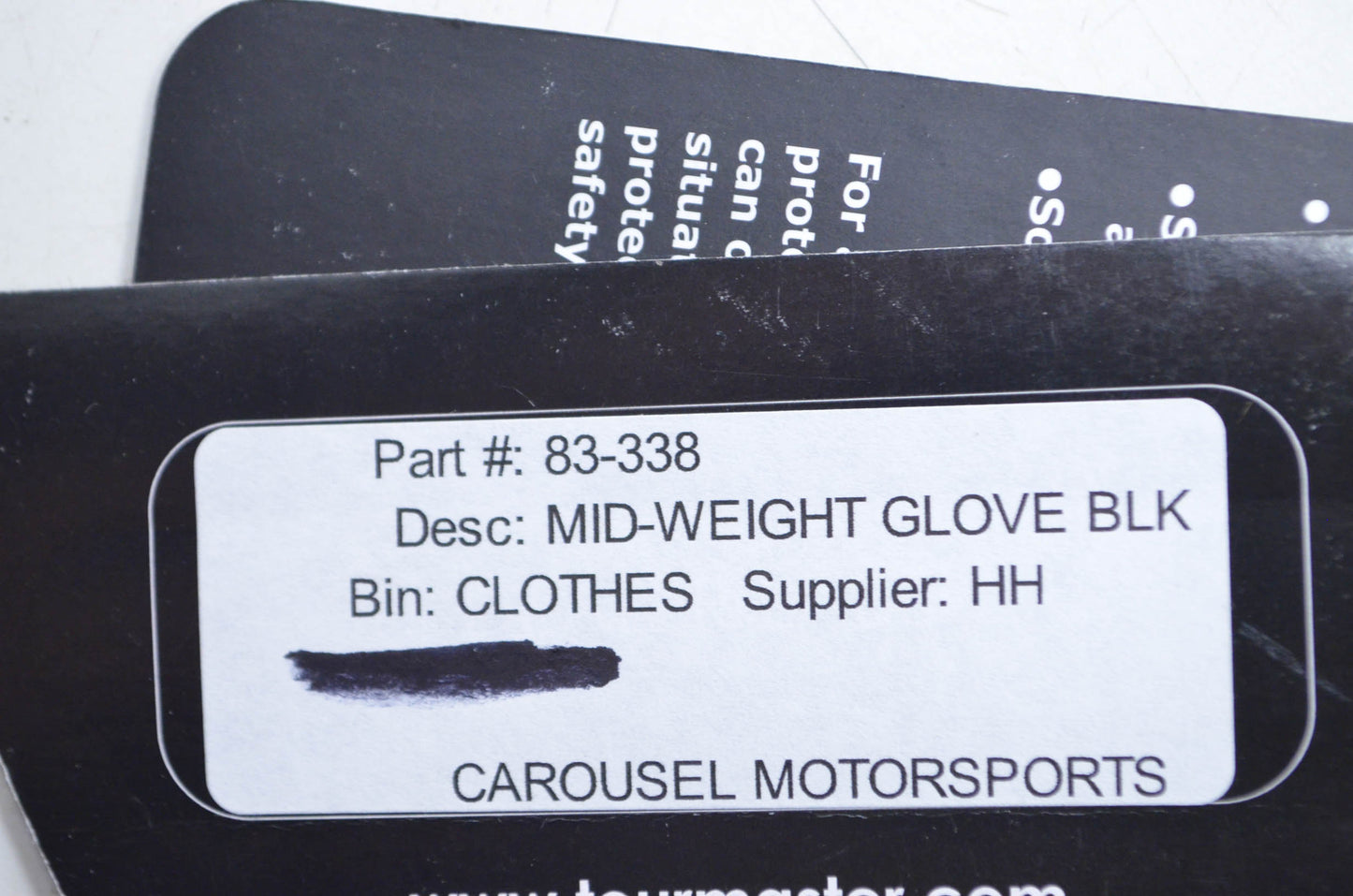 Tourmaster 83-338 Black Mid Weight Leather Gloves Large NOS