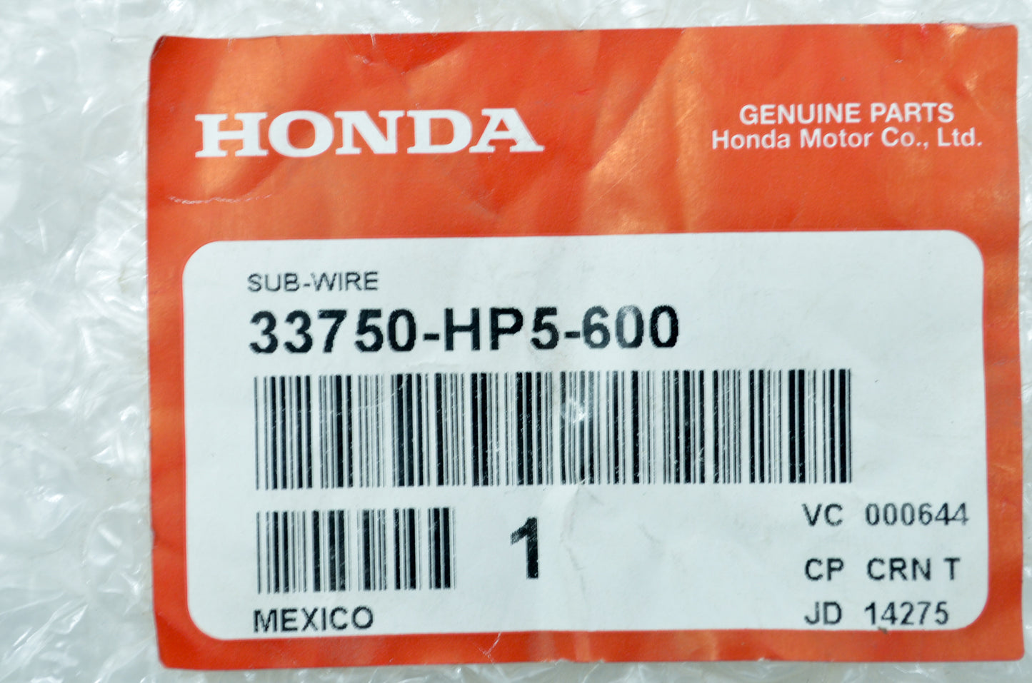 New OEM Honda 33750-HP5-600 Sub-Wire NOS