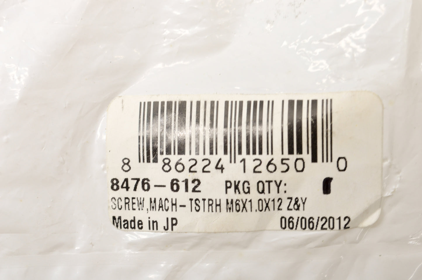 OEM Arctic Cat 8476-612 TSTRH M6X1.0X12 Z&Y Machine Screw Qty 2 NOS