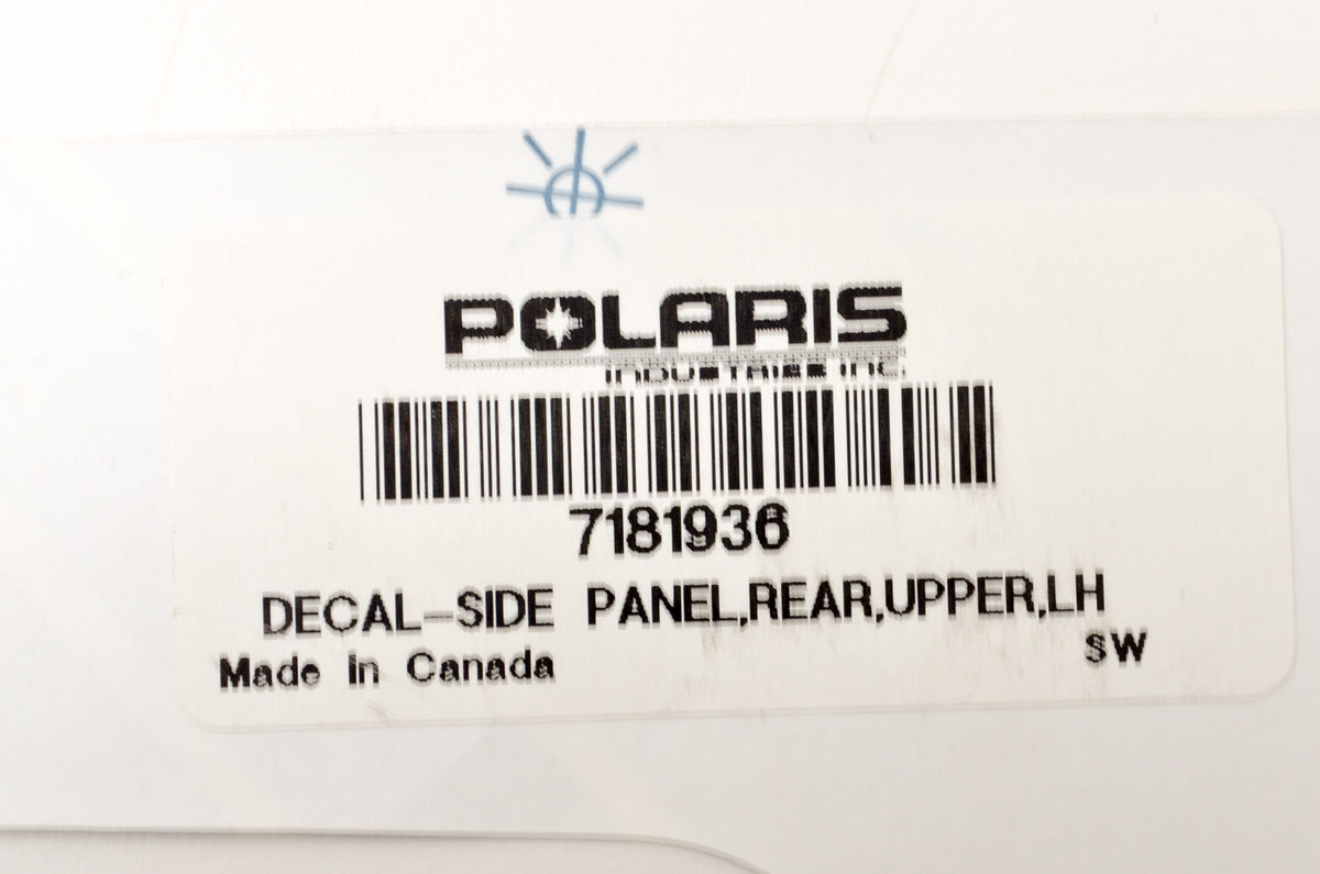 OEM Polaris 7181936 Rear Upper Left Hand Side Panel Decal NOS