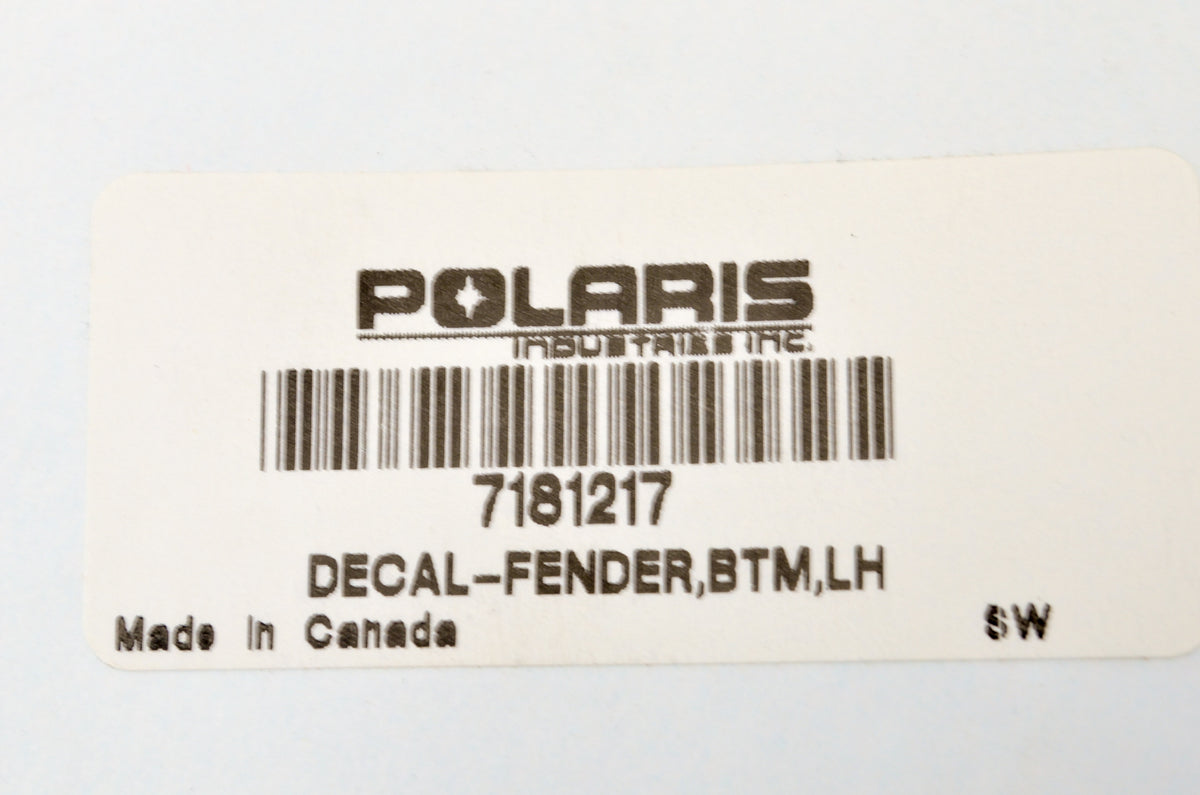 OEM Polaris 7181217 Left Hand Bottom Fender Decal NOS
