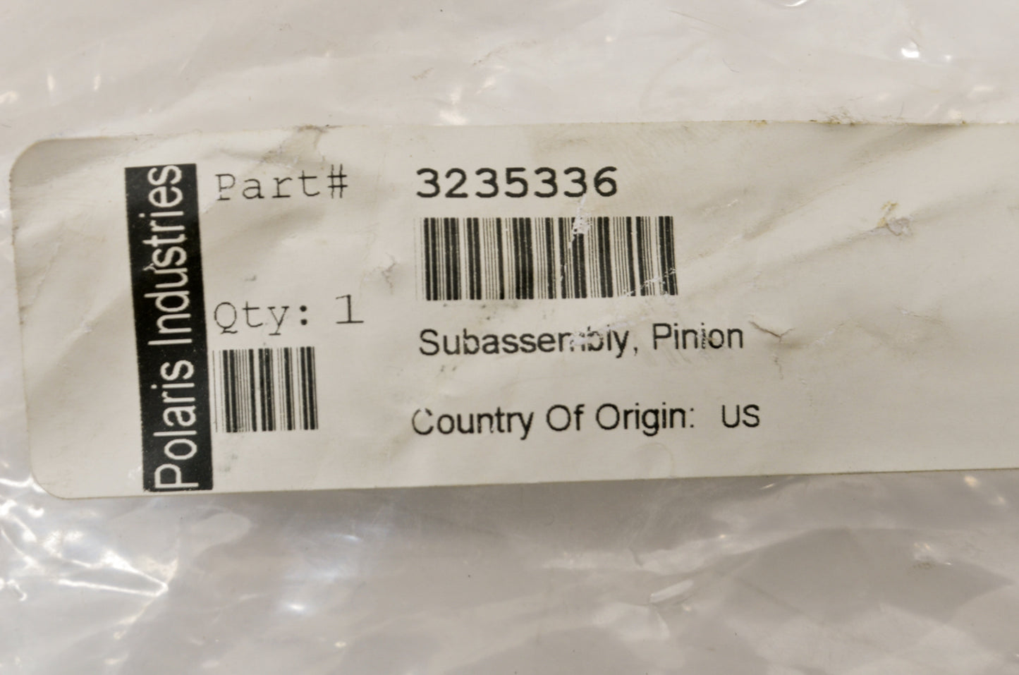 OEM Polaris 3235336 Pinion Shaft Sub-Assembly NOS