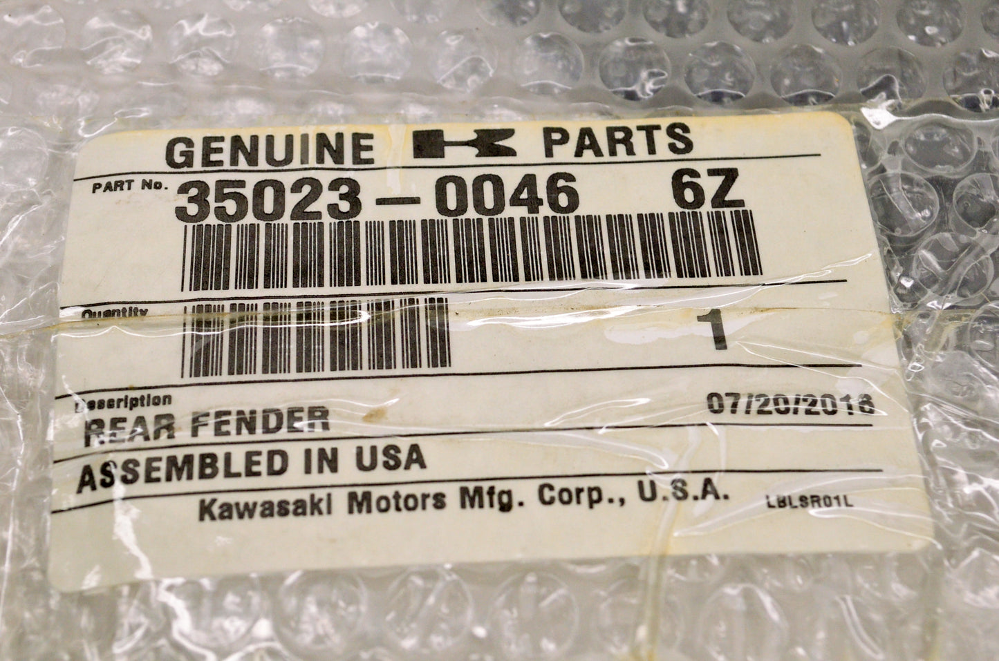 OEM Kawasaki 35023-0046-6Z Black Right Rear Fender NOS