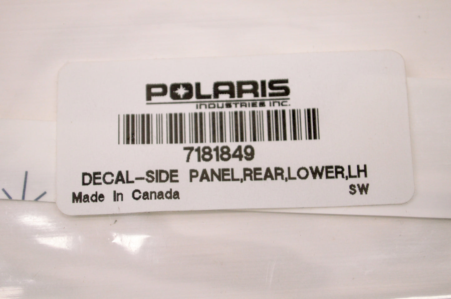 OEM Polaris 7181849 Rear Lower Left Hand Side Panel Decal NOS