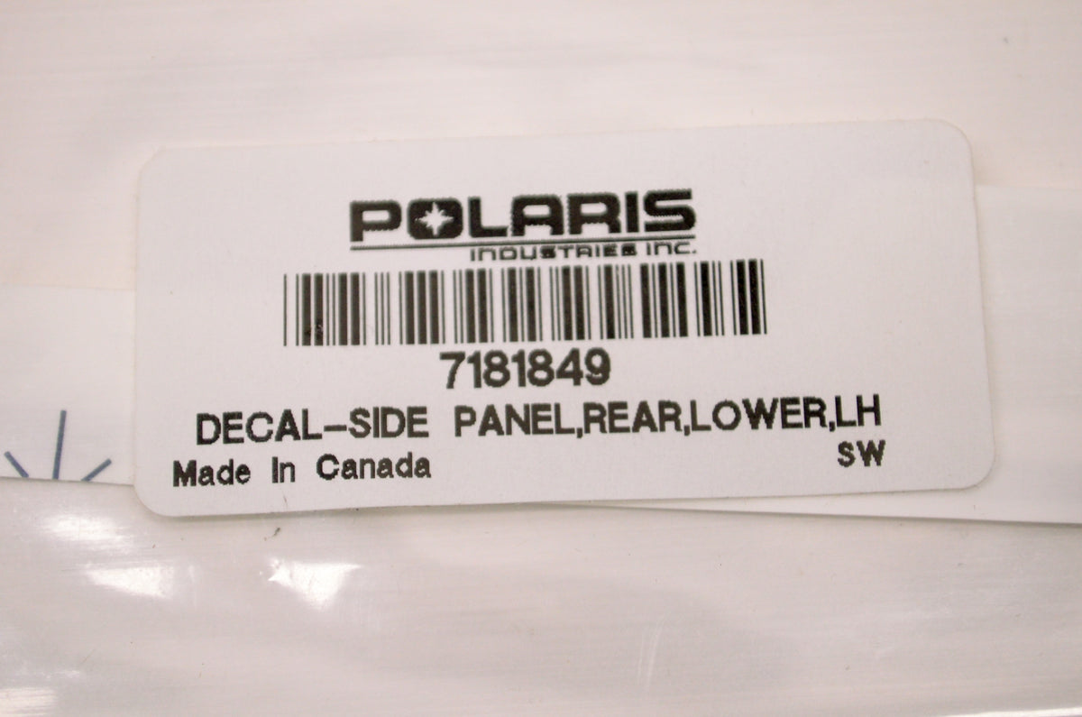 OEM Polaris 7181849 Rear Lower Left Hand Side Panel Decal NOS