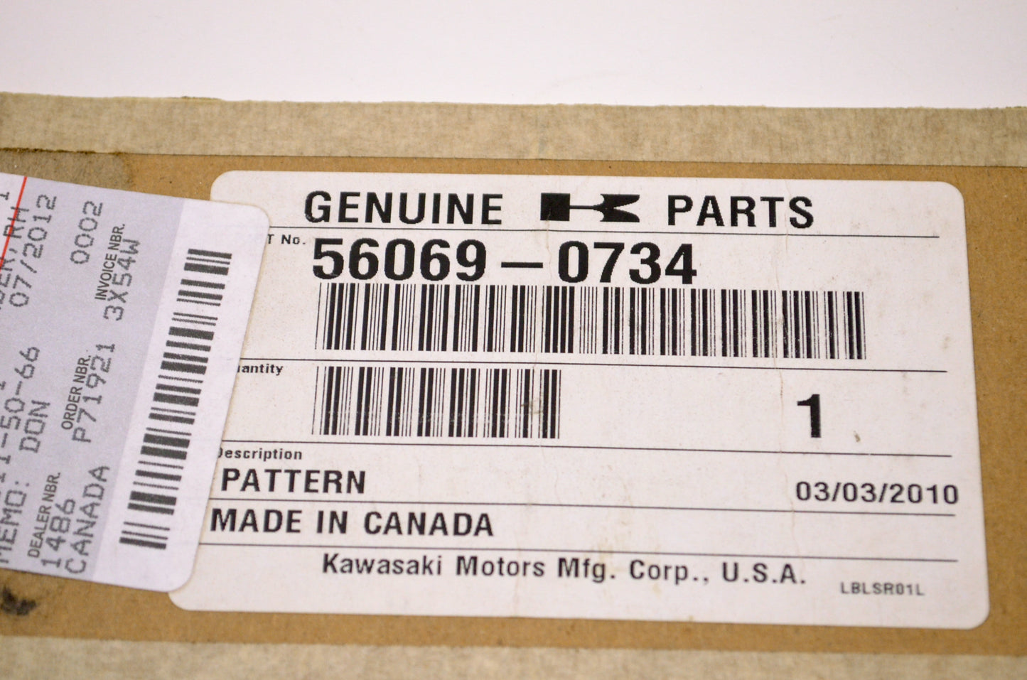 OEM Kawasaki 56069-0734 Rear Right Hand Fender Pattern NOS