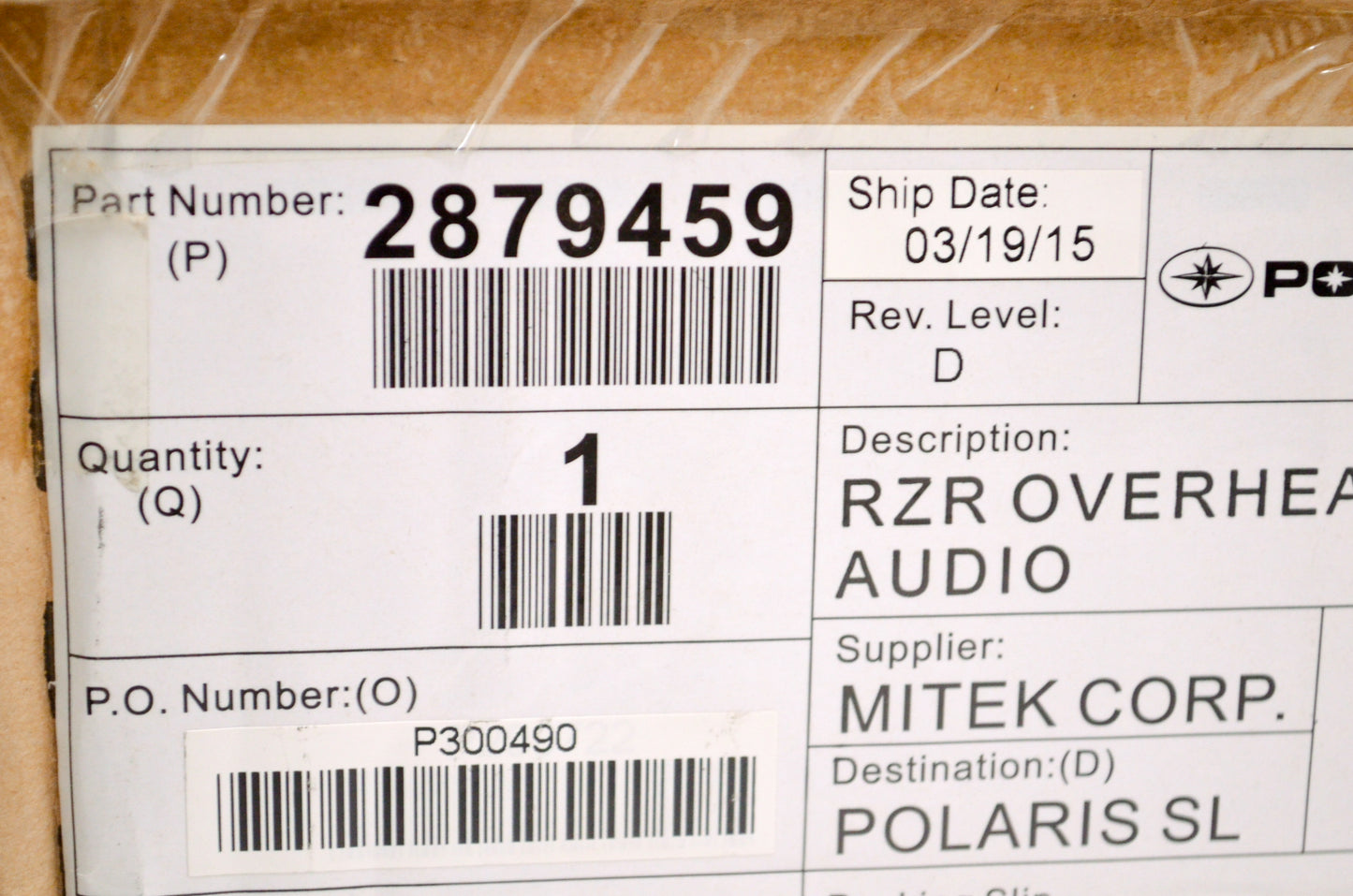 OEM Polaris 2879459 RZR Overhead Audio Kit NOS