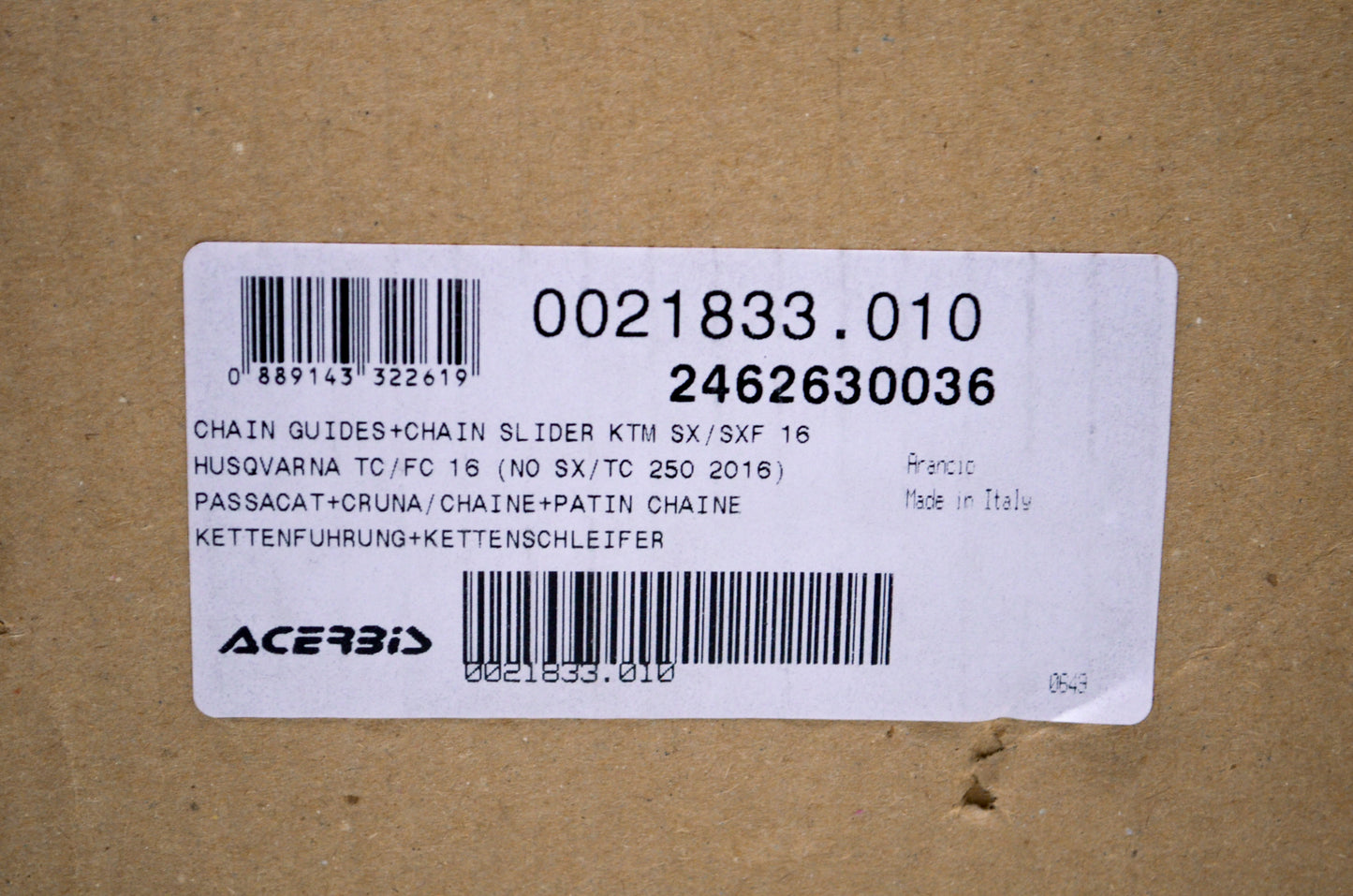 Acerbis 2462630036 Chain Guide & Slider Kit Orange NOS